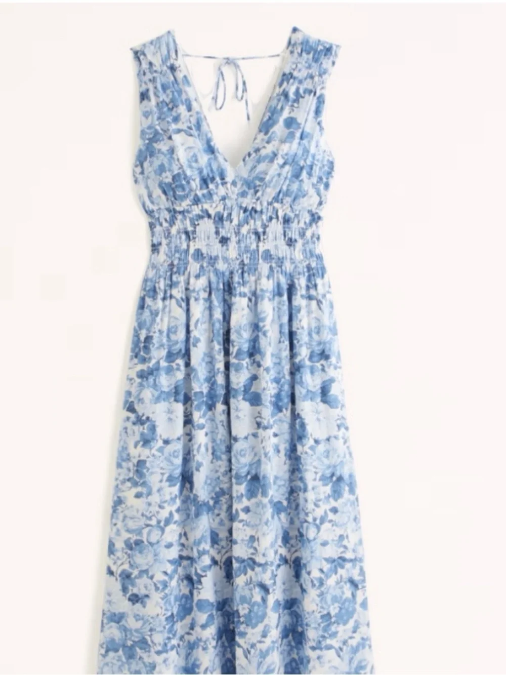 Abercrombie & Fitch Blue Floral V-Neck Maxi Dress